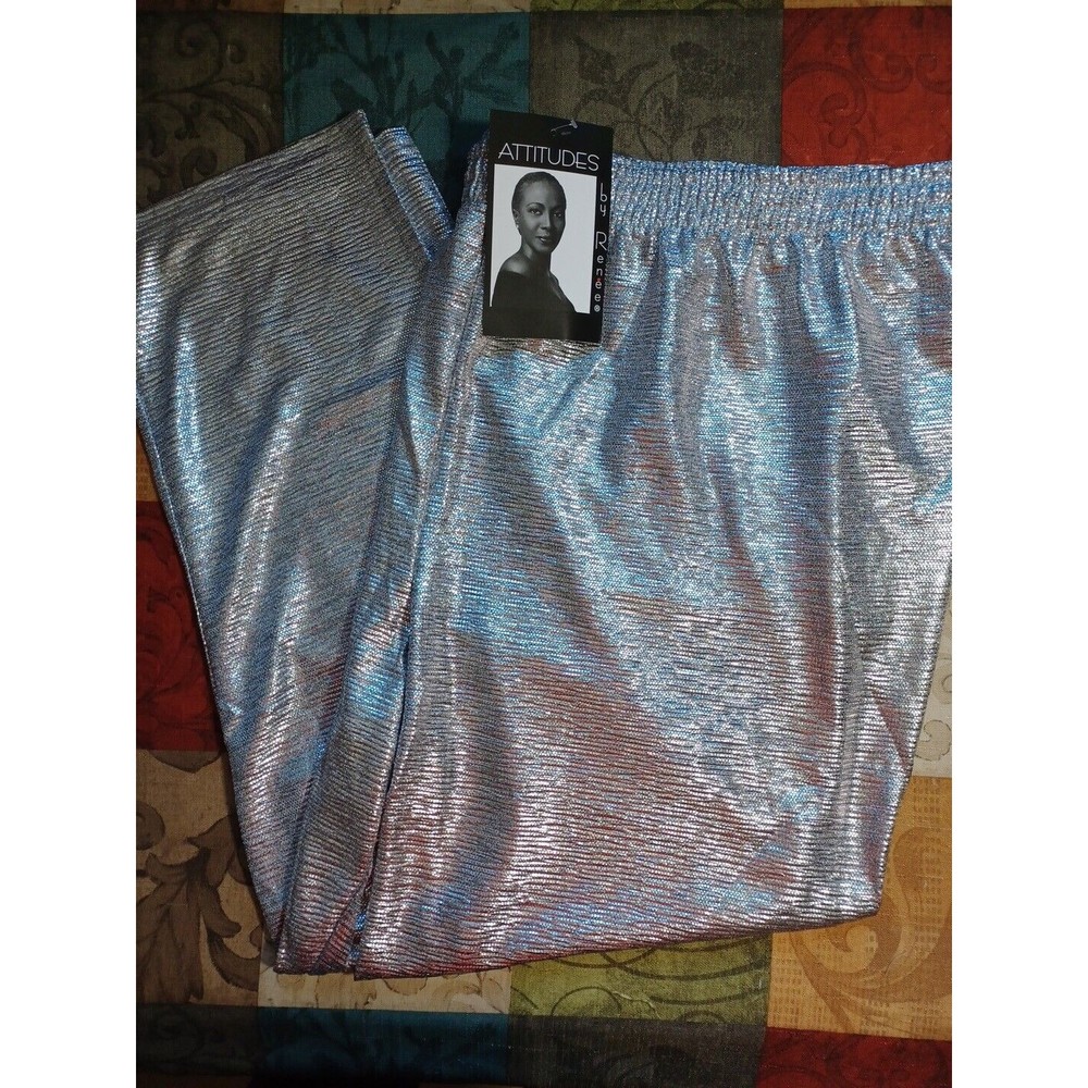 Attitudes by Renee 2XP Plus Petite Silver Party Pants